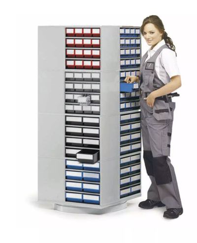 Pyörivä teline hyllylaatikostoille, Treston 16-300 ESD